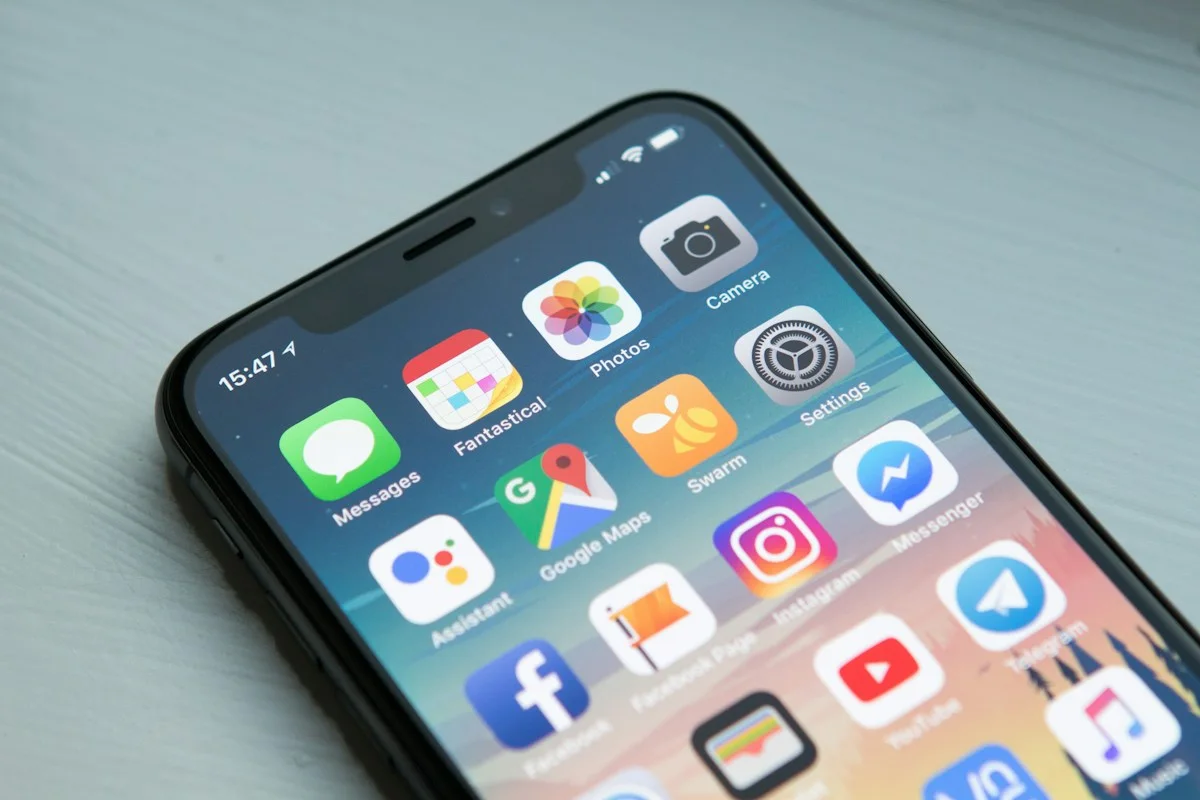 Smartphone apps on a desk